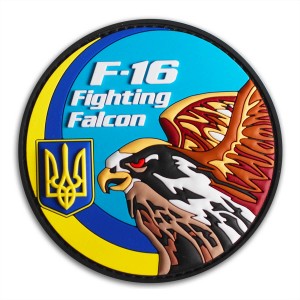 Naszywka guma 3D z ostrym i miękkim rzepem F-16 Fighting Falcon Ukraina