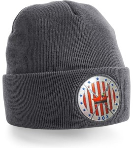 Szara czapka zimowa z elastomerem 3D Dywizjon 303