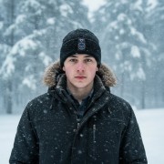 Czapka zimowa TOP GUN młody mężczyzna w lesie