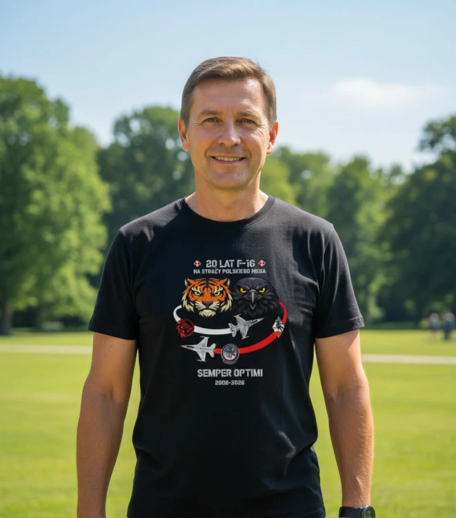 Koszulka 20 lat F-16 tygrys i jastrząb mężczyzna