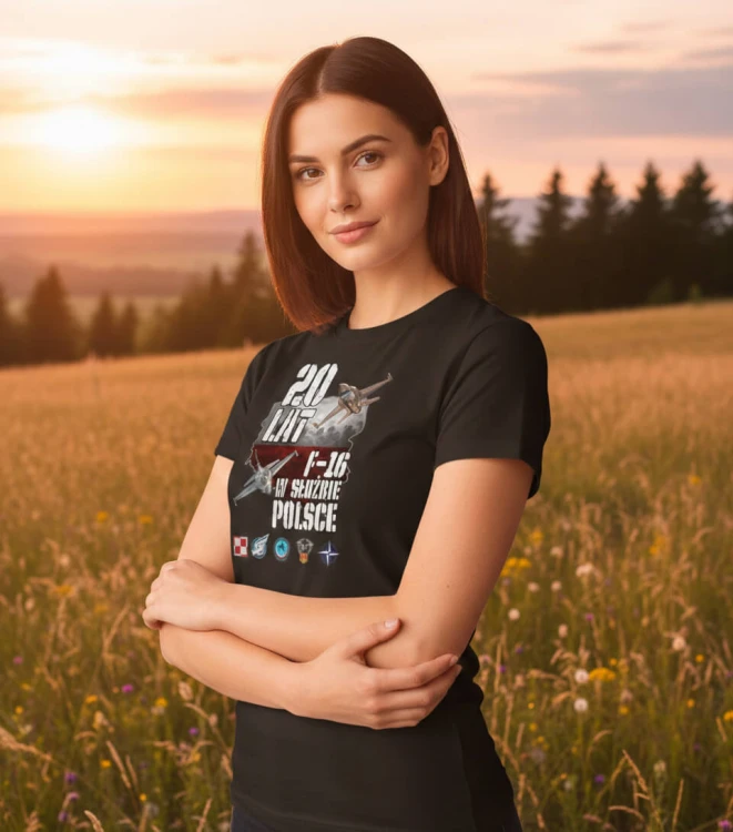 Koszulka 20 lat F-16 w służbie Polsce młoda kobieta