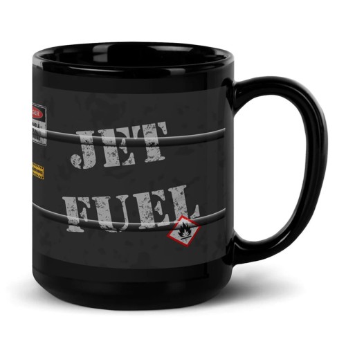 Czarny kubek JET FUEL ucho po prawej